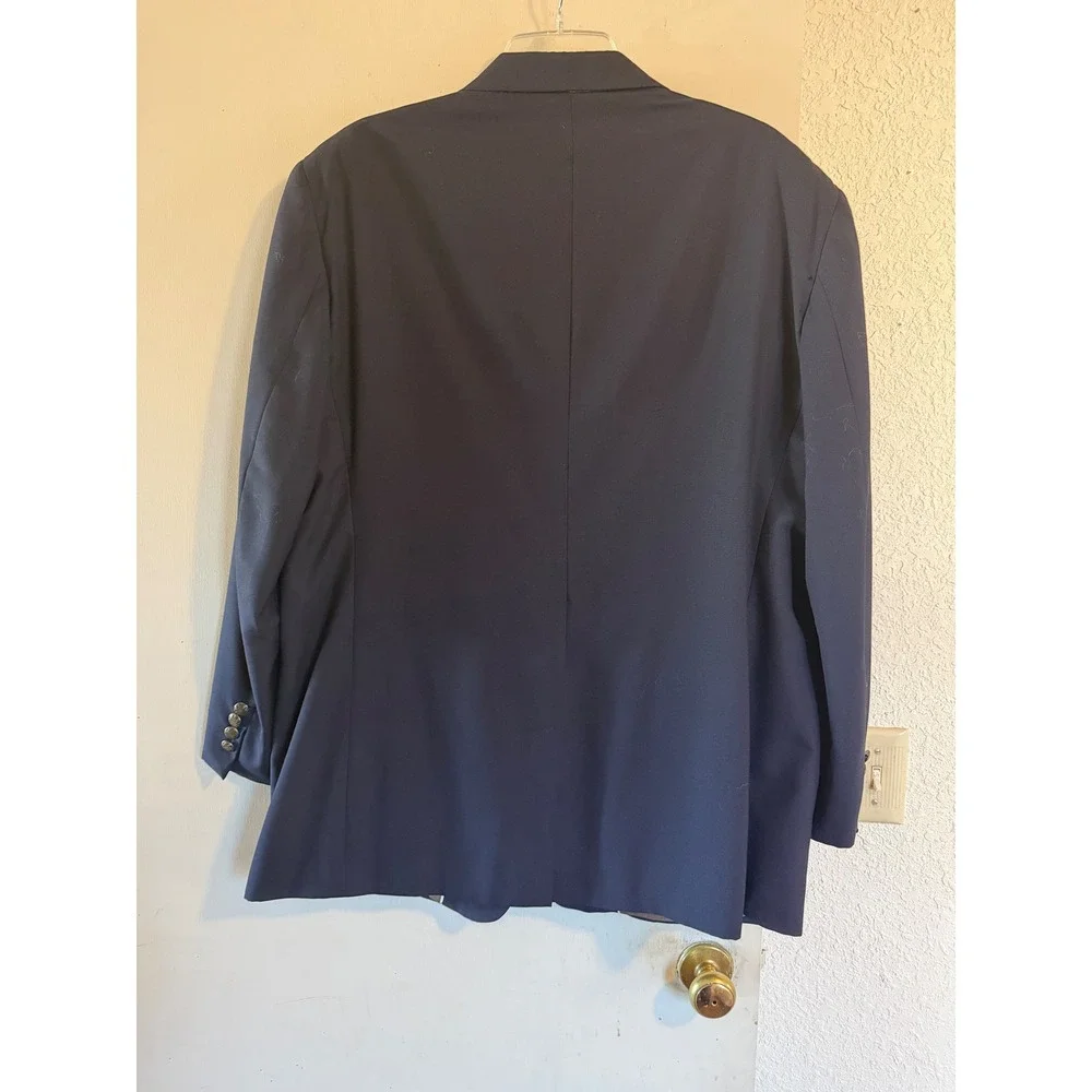 Club Room Navy Blue Wool Blazer Mens Size 46 Regular Classic Sport Coat Business